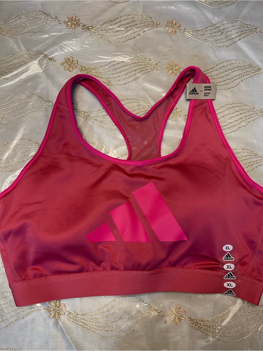 adidas Hot Pink Mesh Racerback Sports Bra